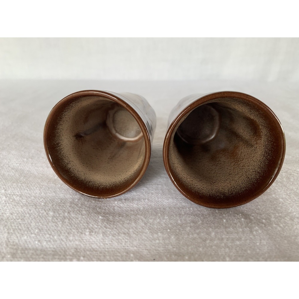 FRANKOMA Juice Glasses Tumbler Plainsman Model 90C 3" Pottery SET OF 2 Brown - Picture 7 of 8